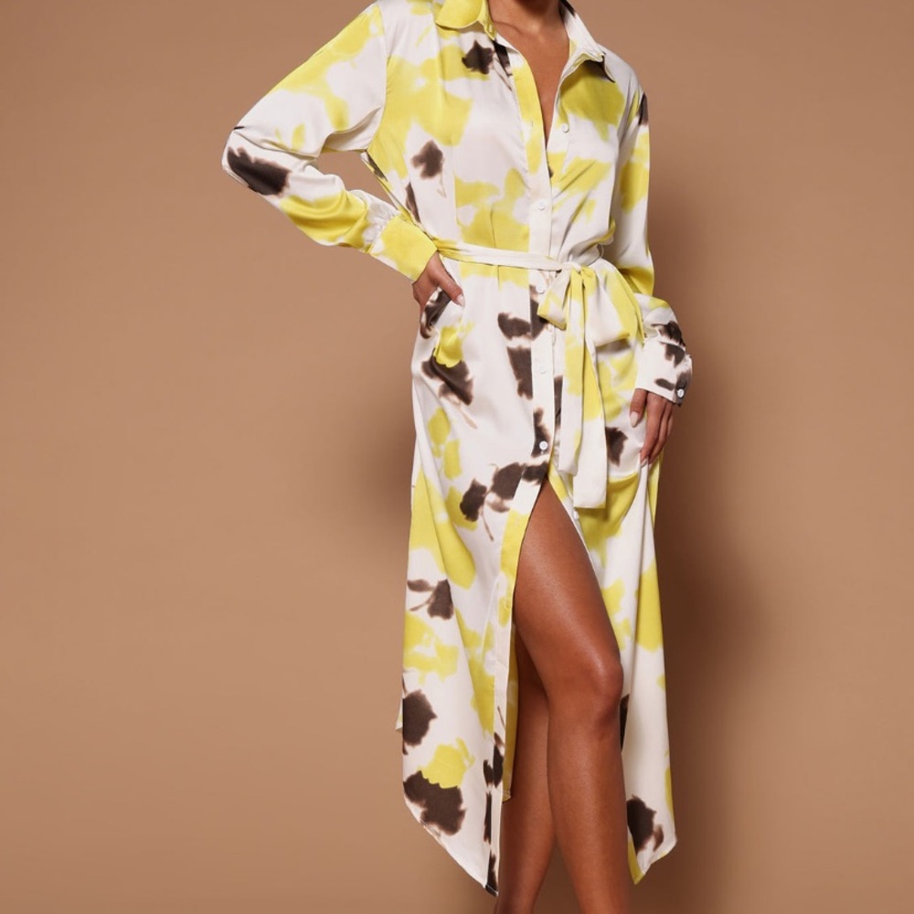 New! Silky mid length shirt dress! Gorgeous! Summer!!